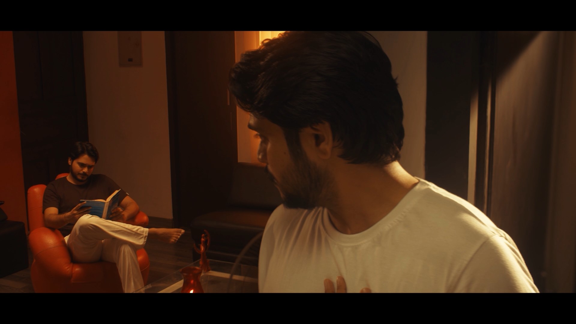 PARADOX double VFX shot — two versions of the protagonist composited in the same frame
