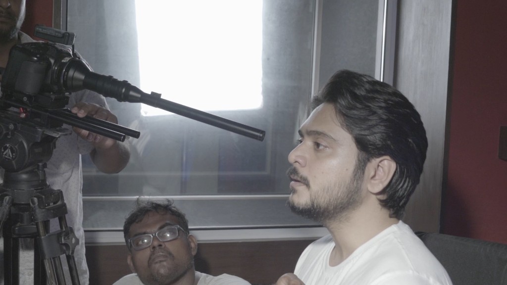 PARADOX behind the scenes — Laowa probe lens positioned inches from Kalesh Ramanand on set